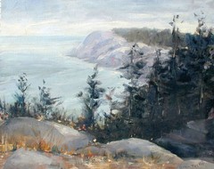 New York Oil Painting ALLEN TUCKER At the Shoreline 17″ x 24″