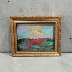 Original Bold Colorful Modern Abstract Mountain Landscape Painting | Framed 8×10