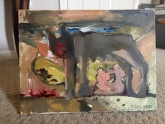 Romulus And Remus Surrealist Small Oil Painting 12″x16″ Italian Folklore Art