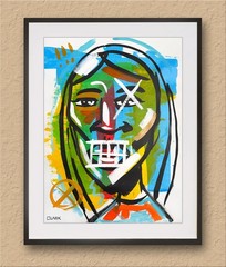 Abstract Expressionism Female Portrait – Acrylic Painting on 16×12″ Paper Canvas