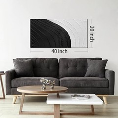 Abstract Textured Black & White Canvas Wall Art – 40″L x 20″W A01 Asbract