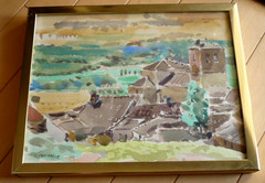 ARRIBAS 70s 1975 VINTAGE WATERCOLOR CITY CITYSCAPE LANDSCAPE IMPRESSIONIST ART