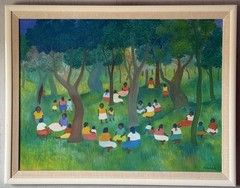 AURELIO PESCINA VINTAGE MEXICAN MODERN ART FIGURATIVE LANDSCAPE OIL PAINTING OLD