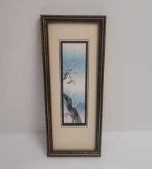 Hand Painted Watercolor Matsumoto Studio Japanese Art Original Framed Bird Tree