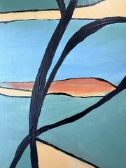 Midge Signed Framed Large Abstract Landscape Painting Art Single Piece