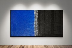 XXL Rothko Style Blue & Black Color Field Abstract Art Painting 59×30 in