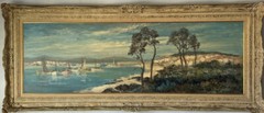 LARGE WILLEM DE ZWART ANTIQUE DUTCH LANDSCAPE OIL PAINTING OLD OCEAN BEACH 1920s