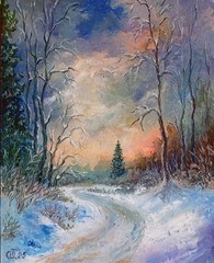 Painting «Winter». Oil on hardboard. 8×10 inc. Handmade. 2025. Unframed.