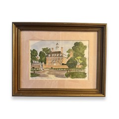 Charles H Overly Original Watercolor Governor’s Palace Williamsburg VA Framed