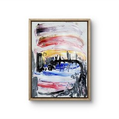 A Drive Through The Harbor Colorful Modern Art Acrylic Painting 9×12 Paper