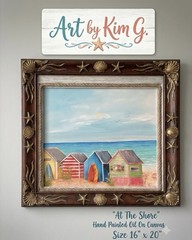 Coastal Art, “At The Shore”, Hand Painted Oil On Canvas, Orig. Art by Kim G.