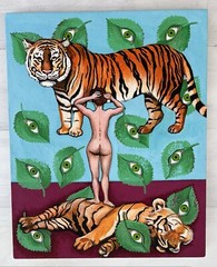 Marianne McCann Original Painting, We Are All Connected, 2008, Tigers, Eyeball