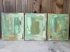 Set Of 3 Earth Tones Abstract Geometric Original Acrylic Painting Canvas Art