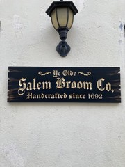 Halloween Salem Witch Broom Wooden Sign Carved Rustic Antique Look