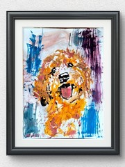 Original Abstract Dog 11×14 Acrylic Painting Signed Bold Colorful Wall Art P092