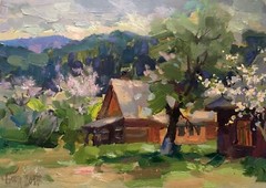 Oil Painting Carpathian Spring Batrakov V. Unframed Original Decor Art nAAA2550