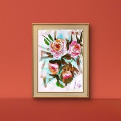 Rose Bloom Study Contemporary Expressionist Original Painting