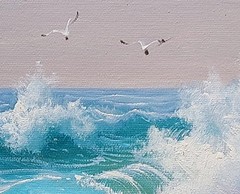 Seascape #6D-T6-3, 9″x 11-1/2″ – 100% Hand painted Oil painting on Canvas