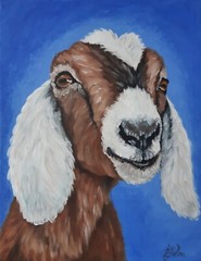Goat Painting Farmhouse Original Oil Art Sheep Artwork 16 x 12 Farm Animal.