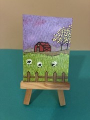 ACEO Original Acrylic Painting – 2.5 X 3.5in. ~ Three In The Purple Dusk