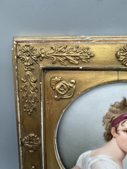 French? hand painted portrait miniature of Juliette Recamier, ca. 19th Century