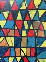 No. 299 “stained glass in the old church” acrylic on canvas 36” X 24”