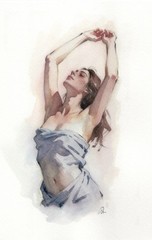 Original Female Figure Portrait Classical Painting 5.5×8.5 Book page