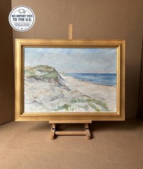 Niels Nielsen (1917) Summer Light at Skagen Beach, Denmark. Large 1940s Oil. COA