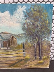 Vintage 1972 Original Oil Painting Signed Landscape “The Old Ranch House” 12×16