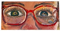The Red Glasses, Oil Painting, Wood Framed, by Van Ness