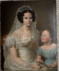 ANTIQUE SITZ ARTIST BRIDE PORTRAIT 1842 Southern Child Added Later OIL PAINTING