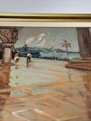 Antique Painting Italy Venice Italian Impressionist Exhibited 1918 Robinson Rare