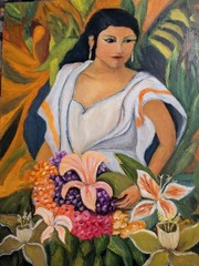Lady Among The Flowers