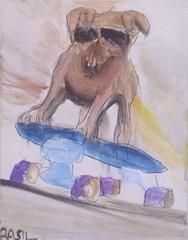 Skateboard Dog Colorful Modern Art Acrylic Painting Canvas