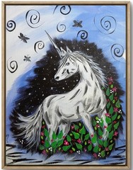 Starlight Unicorn 11×14 Canvas Original Art Floral Boho Expressionism Abstract