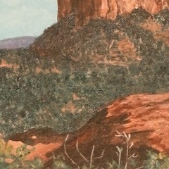 Original Vintage Cathedral Rock Sedona Arizona Landscape Painting Signed Framed
