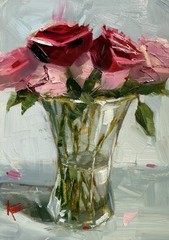 Original Roses Oil Painting Flower Floral Decor Wall Art