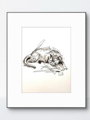 Original Abstract Expressionism 9×12 Sleeping Cat Paper Signed Fine Art 20
