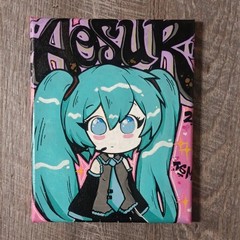 *ORIGINAL AOSURONE MIKU Girl Graffiti Pop Art Cartoon Canvas Painting,Small