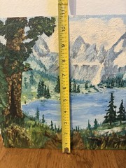 Dual Sided Vintage Painting On Board, Mountain Scene, Cottage Painting