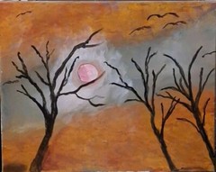Boston Sky, Acrylic Painting – 16×20 Hand Painted Artwork on Canvas