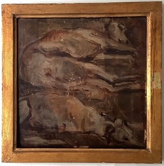Theodore GERICAULT – Antique French Oil 1820’s – Study of Lying Borzoi Dogs