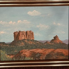 Original Vintage Cathedral Rock Sedona Arizona Landscape Painting Signed Framed