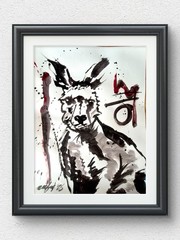 Original Hand Painted 11×14 Abstract Animal Acrylic Art Signed Neutral Tones P59
