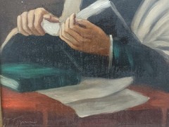 «Portait Of Rabbi» Original Jewish-Dutch Signed Oil On Canvas