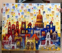 Acrylic/canvas Elio Villate 35×43 In 2008 Cuban Art T: Habaneciendo