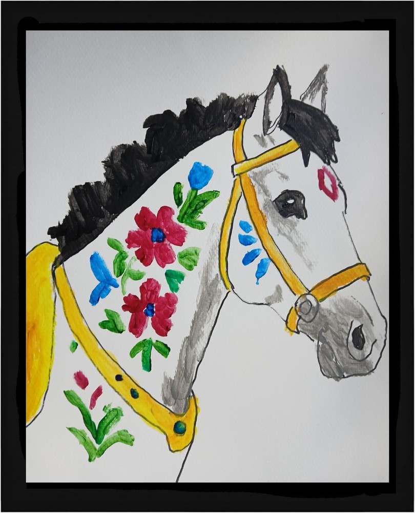 Abstract/Expressionism 11×14 Folk Art Horse One of a Kind Street Art Painting