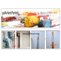 Hand-Painted Oil Painting on canvas Modern Orange Wall Art Abstract streetscape