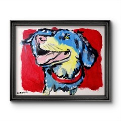 Aleph Original Art Dog 14×11 Abstract Expressionist Original Painting Canvas