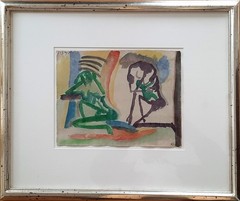 Lusici, original drawing watercolor, in real silver model frame